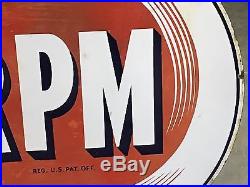 Vintage Sign RPM Motor Oil 1950's Original Double Sided Porcelain 28 Diameter