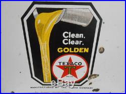 Vintage Sign Texaco Motor Oil Double Sided Porcelain 30x30 Original