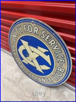Vintage Sign Unity For Service National Exchange Club 30