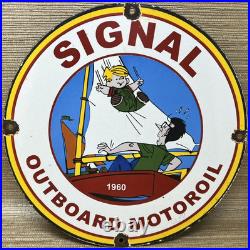 Vintage Signal Gasoline Porcelain Sign Gas Station Pump Motor Oil Service