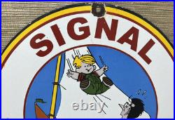 Vintage Signal Gasoline Porcelain Sign Gas Station Pump Motor Oil Service