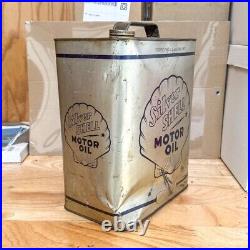 Vintage Silver Shell Motor Oil 2 Gallon Can 1950s