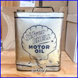 Vintage Silver Shell Motor Oil 2 Gallon Can 1950s