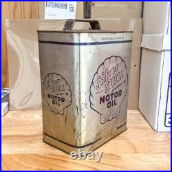 Vintage Silver Shell Motor Oil 2 Gallon Can 1950s