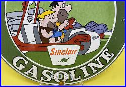 Vintage Sinclair Dino Gasoline Porcelain Sign Flintstones Gas Station Motor Oil