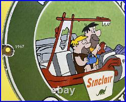 Vintage Sinclair Dino Gasoline Porcelain Sign Flintstones Gas Station Motor Oil
