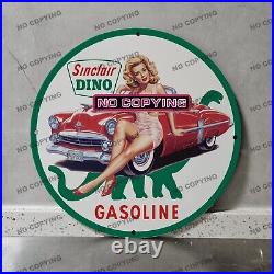 Vintage Sinclair Dino Gasoline Porcelain Sign Gas Station Garge Advertising Oil