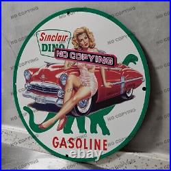 Vintage Sinclair Dino Gasoline Porcelain Sign Gas Station Garge Advertising Oil