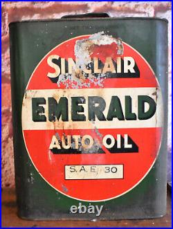 Vintage Sinclair Emerald Auto Motor Oil 2 Gallon Advertising Can