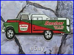 Vintage Sinclair Gas And Oil Service Tanker Porcelain Sign 12×5