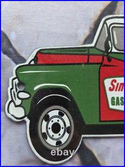 Vintage Sinclair Gas And Oil Service Tanker Porcelain Sign 12×5