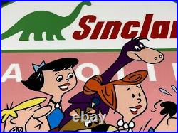 Vintage Sinclair Gasoline Advertising Gas Oil 12 Metal Fred Flintstone Sign