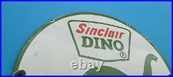 Vintage Sinclair Gasoline Porcelain Dino Motor Oil Service Station Pump 12 Sign