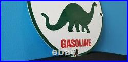 Vintage Sinclair Gasoline Porcelain Dino Motor Oil Service Station Pump Sign