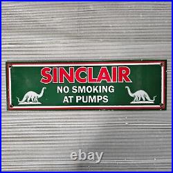 Vintage Sinclair Gasoline Porcelain Flintstones Gas Aviation Service Pump Sign