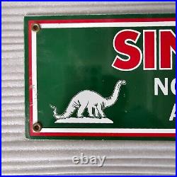 Vintage Sinclair Gasoline Porcelain Flintstones Gas Aviation Service Pump Sign