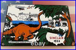 Vintage Sinclair Gasoline Porcelain Sign Oil Gas Station Pump Plate Motor Oil