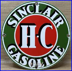 Vintage Sinclair H-c Gasoline Porcelain Sign Dealership Gas Station Motor Oil