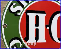 Vintage Sinclair H-c Gasoline Porcelain Sign Dealership Gas Station Motor Oil