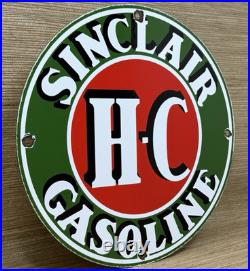Vintage Sinclair H-c Gasoline Porcelain Sign Dealership Gas Station Motor Oil