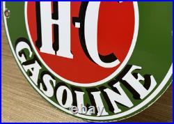 Vintage Sinclair H-c Gasoline Porcelain Sign Dealership Gas Station Motor Oil