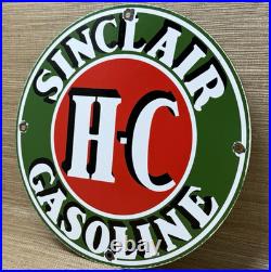 Vintage Sinclair H-c Gasoline Porcelain Sign Dealership Gas Station Motor Oil
