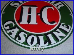 Vintage Sinclair Hc High Compression Gasoline 12 Porcelain Metal H C Oil Sign