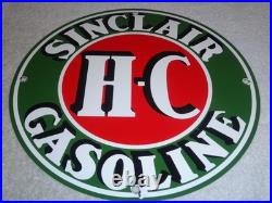 Vintage Sinclair Hc High Compression Gasoline 12 Porcelain Metal H C Oil Sign Vintage Sinclair Hc High Compression Gasoline 12 Porcelain Metal H C Oil Sign