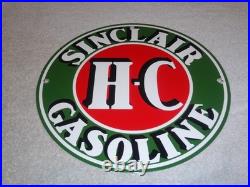 Vintage Sinclair Hc High Compression Gasoline 12 Porcelain Metal H C Oil Sign