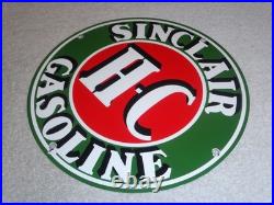 Vintage Sinclair Hc High Compression Gasoline 12 Porcelain Metal H C Oil Sign