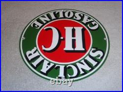 Vintage Sinclair Hc High Compression Gasoline 12 Porcelain Metal H C Oil Sign