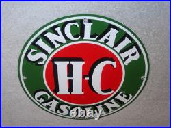 Vintage Sinclair Hc High Compression Gasoline 12 Porcelain Metal H C Oil Sign