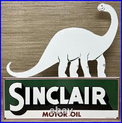 Vintage Sinclair Motor Oil Porcelain Sign Dealership Gas Station Dino Gasoline