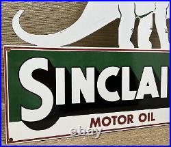 Vintage Sinclair Motor Oil Porcelain Sign Dealership Gas Station Dino Gasoline