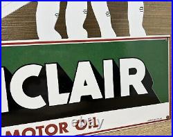 Vintage Sinclair Motor Oil Porcelain Sign Dealership Gas Station Dino Gasoline