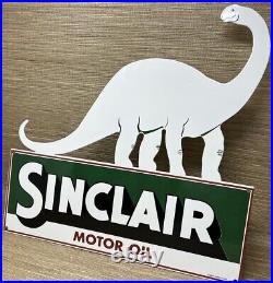 Vintage Sinclair Motor Oil Porcelain Sign Dealership Gas Station Dino Gasoline