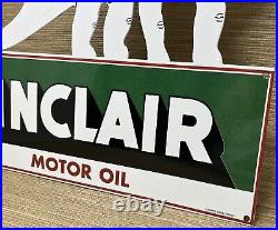 Vintage Sinclair Motor Oil Porcelain Sign Dealership Gas Station Dino Gasoline