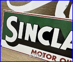 Vintage Sinclair Motor Oil Porcelain Sign Dealership Gas Station Dino Gasoline