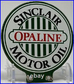 Vintage Sinclair Motor Oil Porcelain Sign License Plate Topper Gas Station Pump