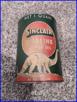 Vintage Sinclair Opaline Motor Oil 1 Quart Green White Dinosaur Metal Can