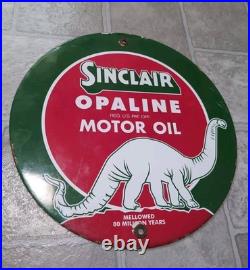 Vintage Sinclair Opaline Sign 9 Inch Sign Gas Motor Oil Porcelain Advertisement