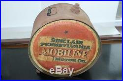 Vintage Sinclair Pennsylvania Mobiline Motor Oil 5 Gallon Rocker Can Original