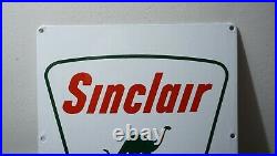 Vintage Sinclair Porcelain Sign Gas Motor Oil Can Station Pump Dino Gasoline Ad