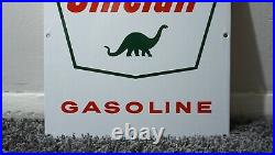 Vintage Sinclair Porcelain Sign Gas Motor Oil Can Station Pump Dino Gasoline Ad