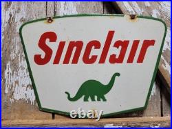 Vintage Sinclair Porcelain Sign Gasoline Motor Oil Service Pump Plate Petroliana