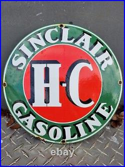 Vintage Sinclair Porcelain Sign Oil Gasoline Station Pump Plate Service Lube 12