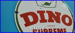 Vintage Sinclair Supreme Gasoline Porcelain Dino Oil Service Station Pump Sign