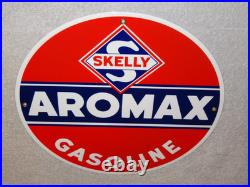 Vintage Skelly Aromax Gasoline 11 3/4 Porcelain Metal Service Station Oil Sign