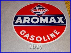 Vintage Skelly Aromax Gasoline 11 3/4 Porcelain Metal Service Station Oil Sign