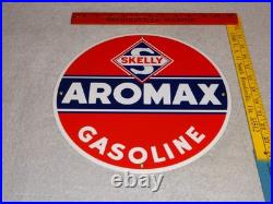 Vintage Skelly Aromax Gasoline 11 3/4 Porcelain Metal Service Station Oil Sign